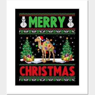 Funny Camel Animal Lover Xmas Lighting Camel Christmas Posters and Art